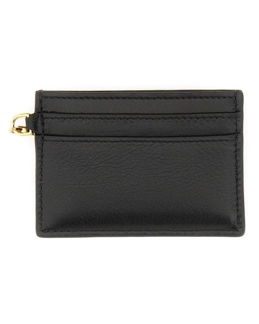 McQueen Black Sling Card Holder Main: Leather Wallets & Purses