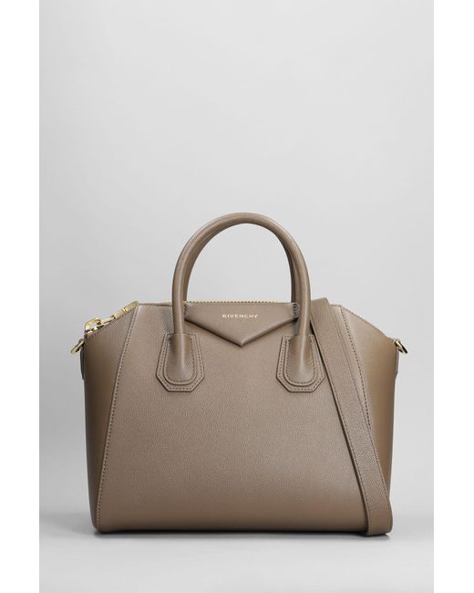 Givenchy Gray Antigona Small Hand Bag In Taupe Leather
