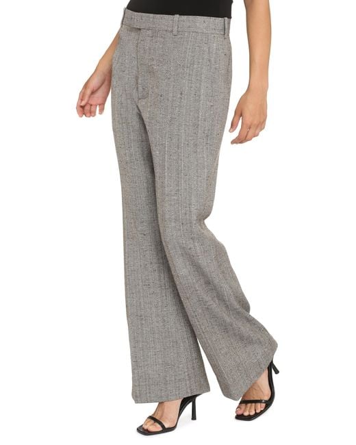 Bottega Veneta Gray Viscose-Silk Flared Trousers