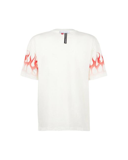 Vision Of Super White T-Shirt With Flames for men