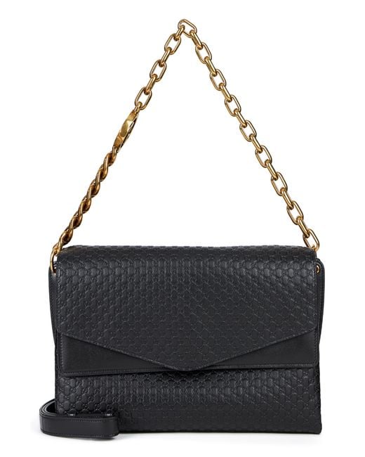 Gucci Black Leather Handbag Gg Monogram Calf Skin Handbags