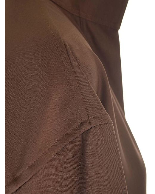 Ferragamo Brown V-Neck Shirt Dress