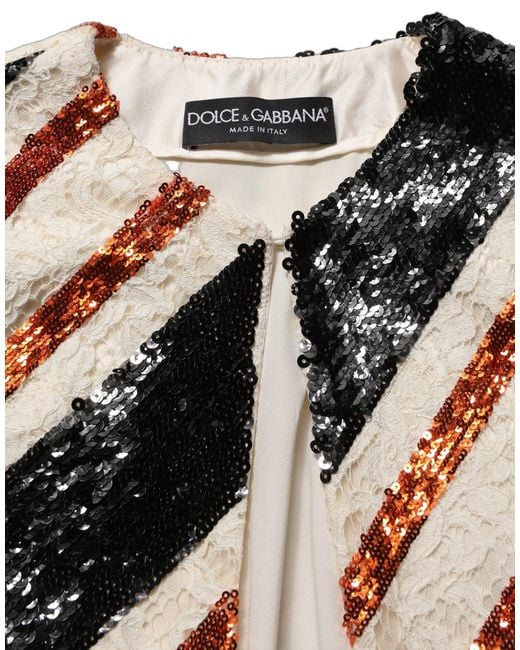 Dolce & Gabbana Multicolor Stripe Sequin Duster Coat Jacket