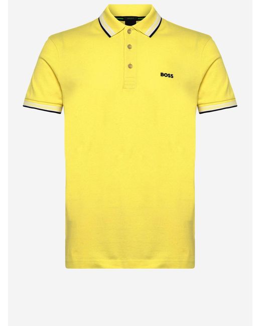 Boss Yellow Polo Shirt Cotton Piqué for men