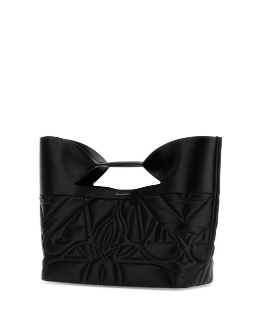 Alexander McQueen Black Leather Medium The Bow Handbag