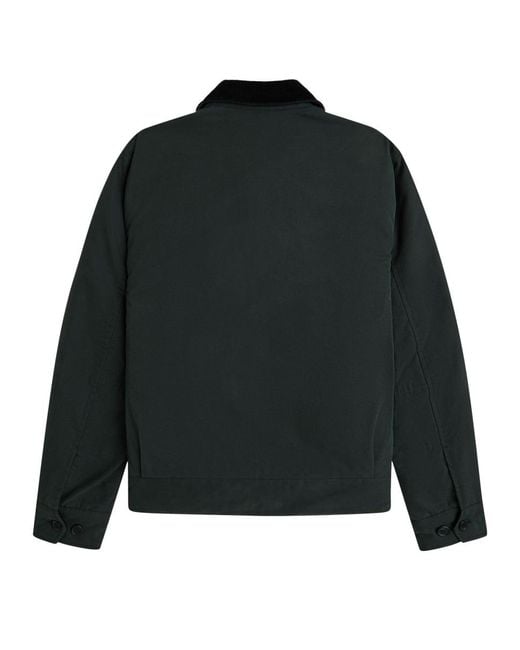 Fred Perry Black Logo Caban Jacket Cotton for men