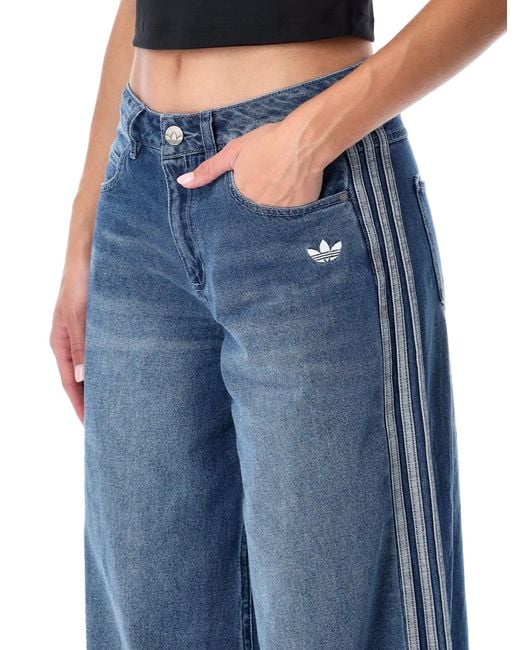 Adidas Originals Blue Adidas Adicolor Wide Leg Denim Jeans