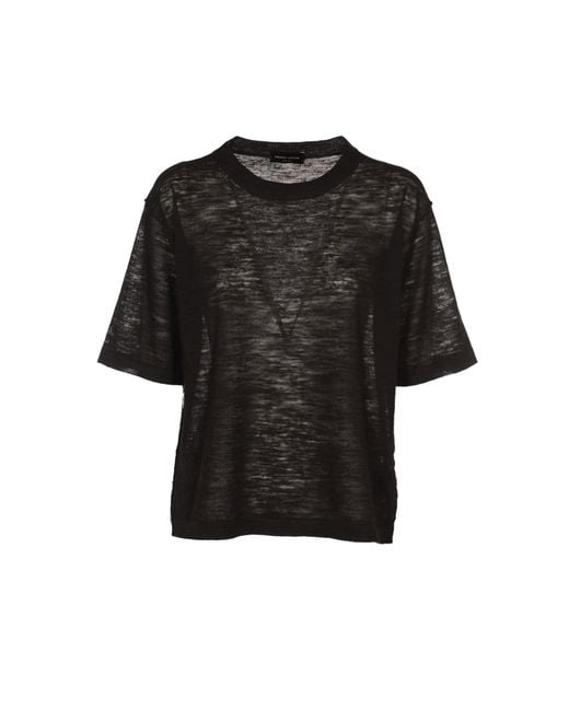 Roberto Collina Black Crewneck Plain Knit T-Shirt