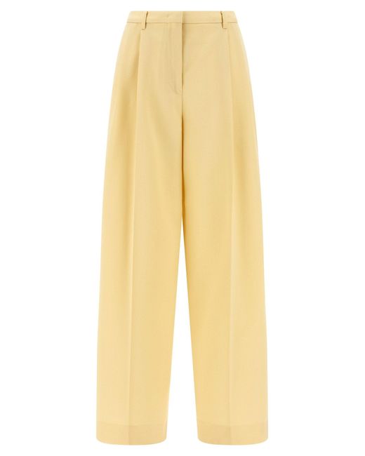 Jil Sander Yellow Pleated Wool Trousers