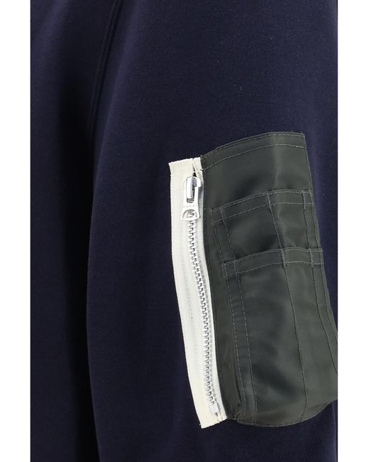 Sacai Blue Terry Cloth Zip Polo Cotton; Polyester Shirts for men