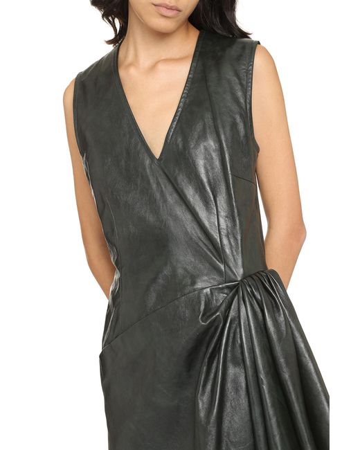 Bottega Veneta Black Leather Dress