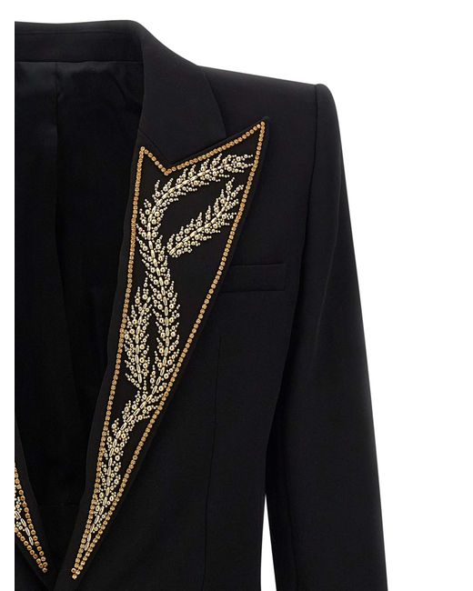 Balmain Black Leaf Embroidery Blazer for men