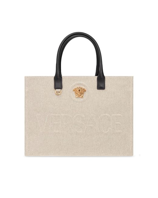 Versace: La Medusa Mini Bag - Natural Gold