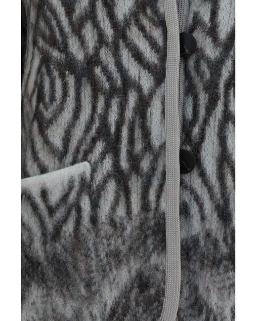 Forte_forte Gray Heron Feather Motif Brushed Cardigan