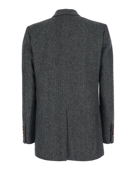 Blazé Milano Black Double-Breasted Jacket Wool Blend Virgin Blazers