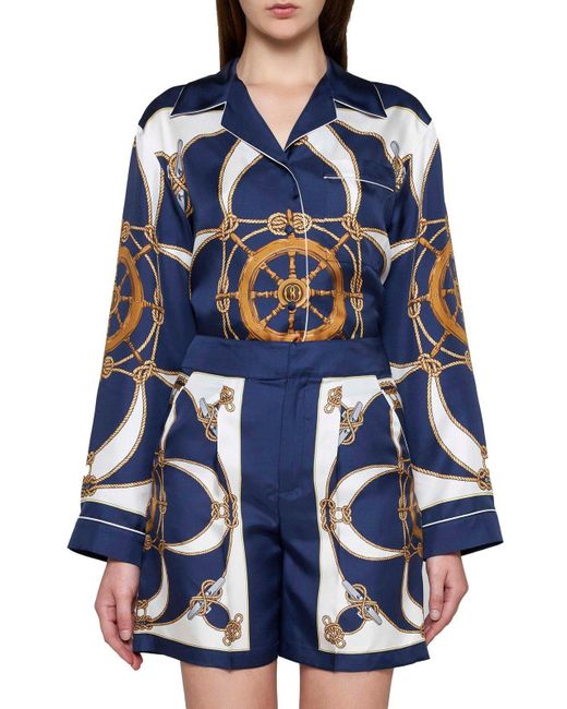 Bally helm-print silk shorts - Blue