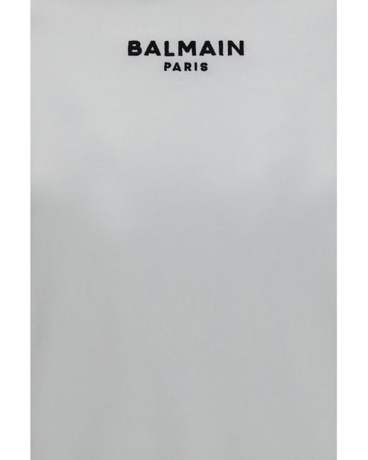 Balmain Gray Cotton Logo T-Shirt T-Shirts