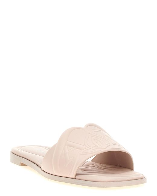 McQueen Pink Calfskin Slides Shoe