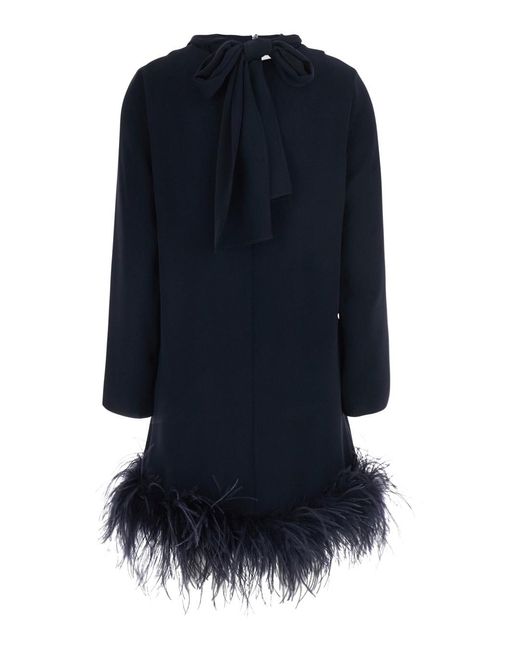 P.A.R.O.S.H. Blue Dress Feathers Tech Fabric Polyester