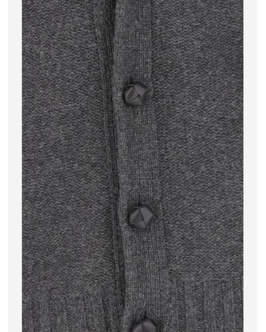 Bottega Veneta Gray Wool V-Neck Cardigan for men