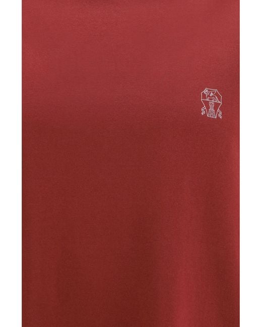 Brunello Cucinelli Red Logoed T-Shirt Cotton T-Shirts for men