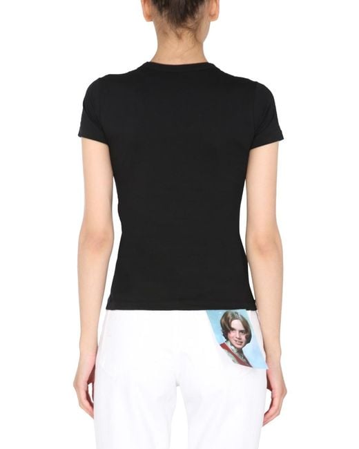 Raf Simons Black Crew Neck T-Shirt With Front Print Cotton T-Shirts