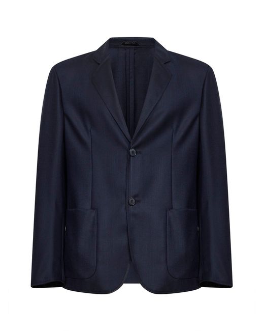 Giorgio Armani Blue Chevron Wool And Cashmere Single-Breasted Jacket for men