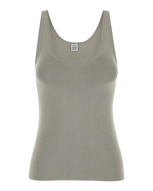 Totême Gray U Neck Tank Top Lightweight Knit