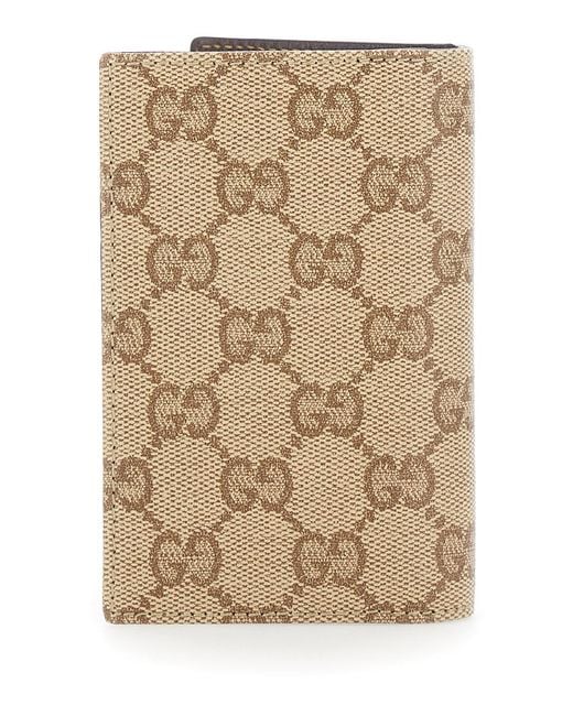 Gucci Natural Wallet Gg Canvas And Leather for men