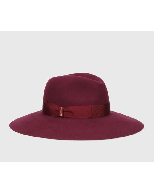 Borsalino Red Wool Felt Wide-Brim Hat