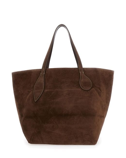 Liffner Brown Sprout Tote Bag With Open Top