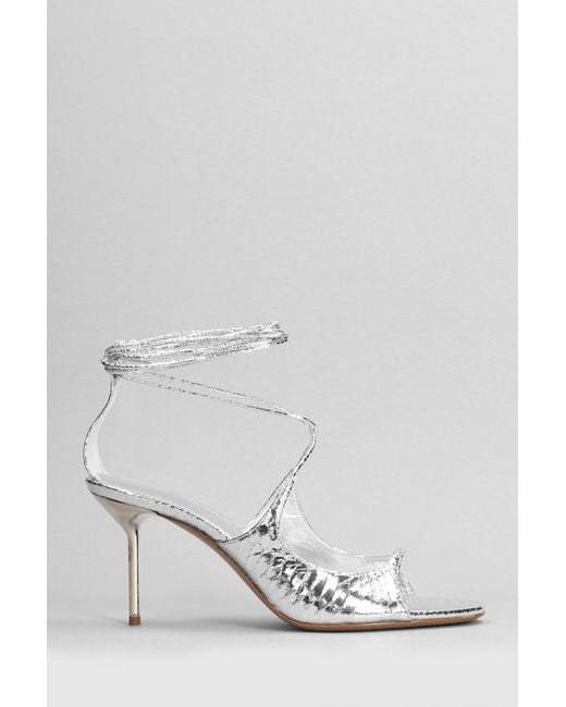 Paris Texas White Loulou Sandals In Silver Leather