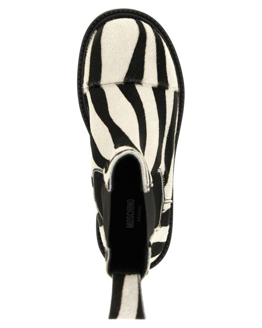 Moschino Black Calfskin Ankle Boots
