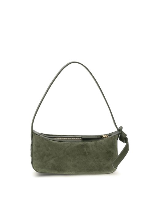 Bottega Veneta Green Shoulder Bag Nodo Tweed- Tweed/ Calf Leather (Bos Taurus)