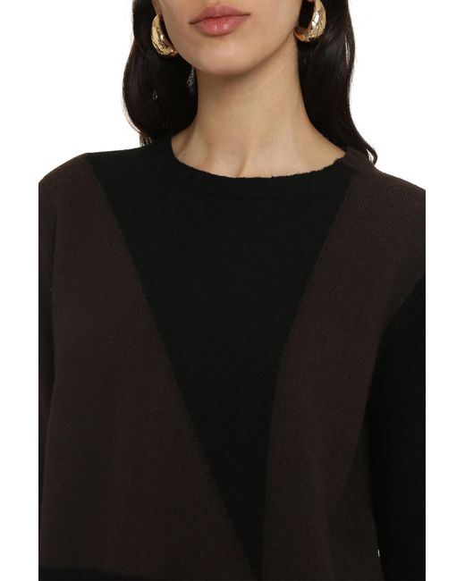 Jil Sander Black Crew-Neck Geometric Wool Sweater