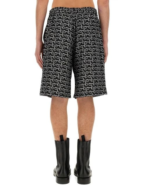Burberry Black All Over Print Bermuda Shorts Mulberry Silk for men
