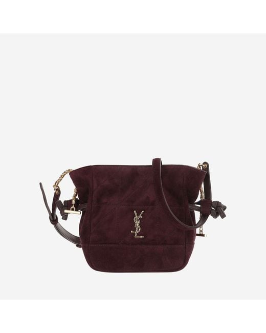 Saint Laurent Purple Suede Shoulder Bag Leather And
