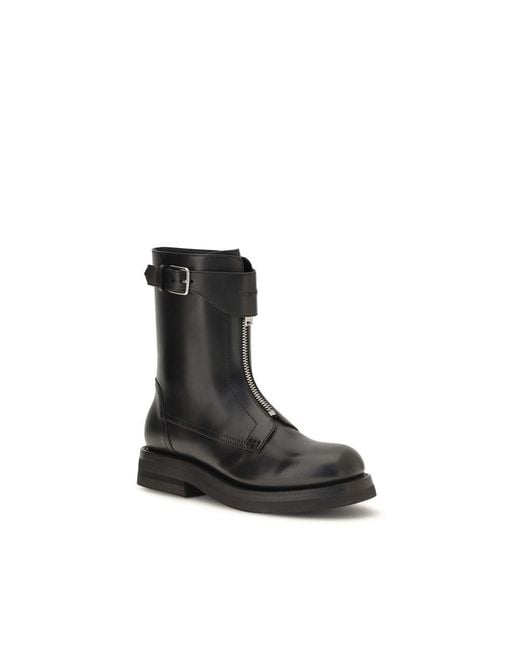 McQueen Black Calf Leather Bos Taurus Lace-Up Boots