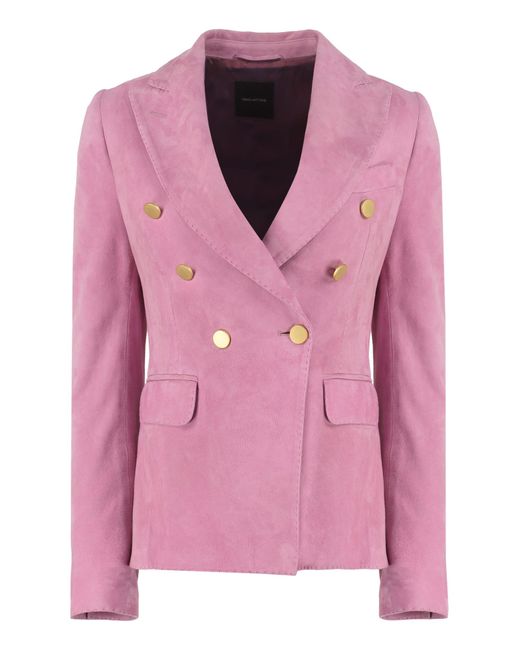 Tagliatore 0205 Suede Jacket in Pink | Lyst