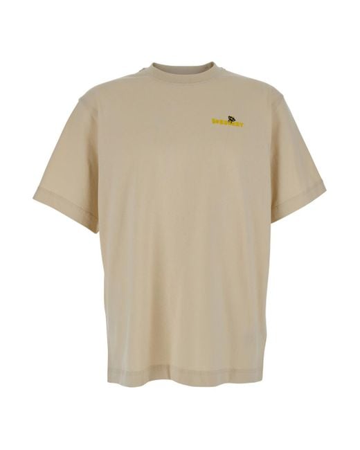 Burberry White T-Shirt With Maxi Bee Print On The Back for men