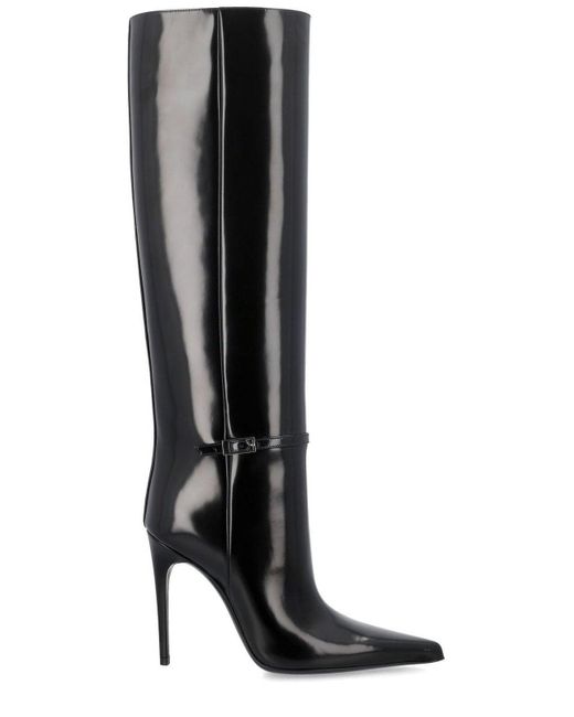Saint Laurent Black Aint Laurent Vendome Boots In Glazed Leather