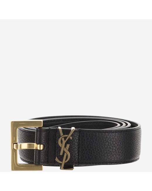 Saint Laurent Black Leather Belt Calfskin