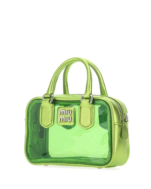 Miu Miu Green Logo Patch Mini Tote Bag