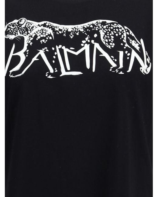 Balmain Black T-Shirt With Leopard Print