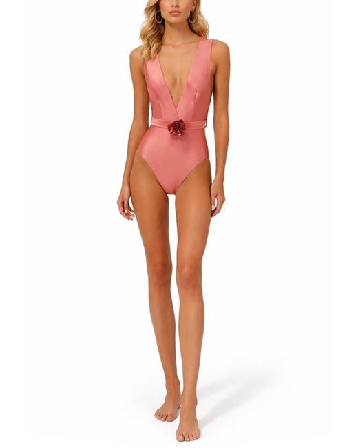 Zimmermann Pink One Piece Swimsuit With Floral Detail Lucky