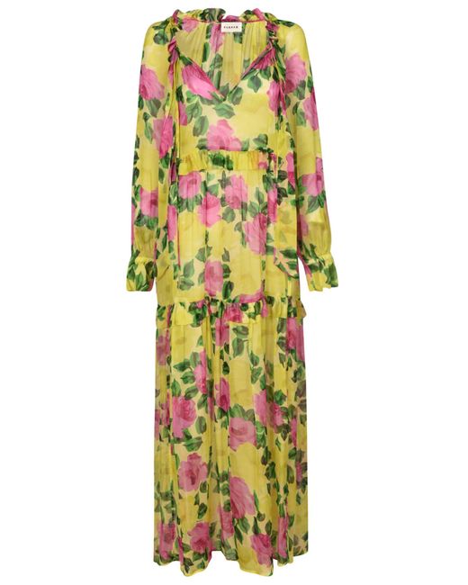 P.A.R.O.S.H. Yellow Floral Printed Long Dress