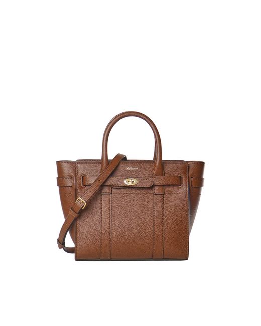 Mulberry Brown Bayswater Mini Zipped Leather Bag