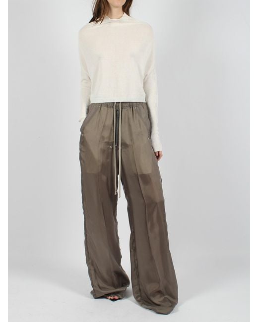 Rick Owens White Cropped Crater Knit Top