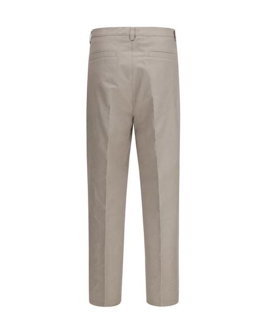 Brunello Cucinelli Gray Tailored Pants Cotton With Belt Loops Cotton; Elastane for men