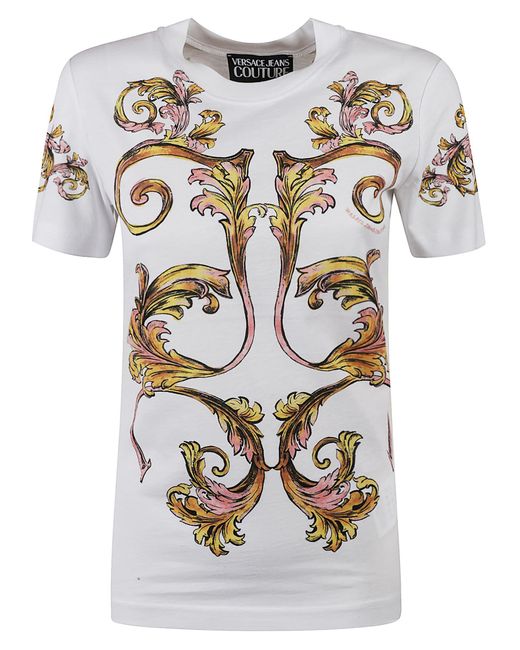 Versace Jeans Couture White Pattern Printed Slim T-Shirt